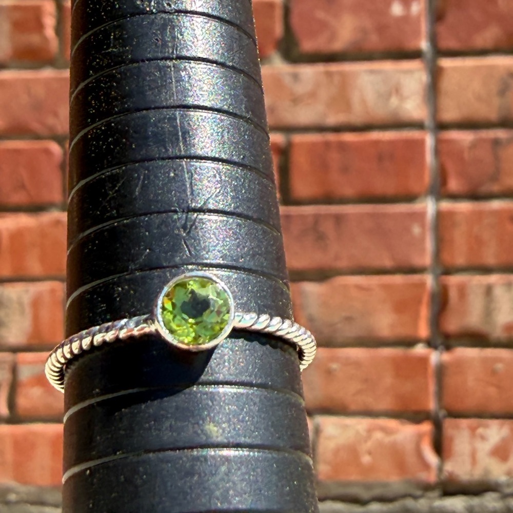 Sterling Silver Peridot Stackable Ring - image 2